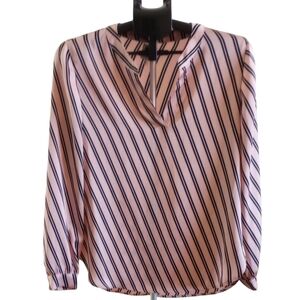 Anne Klein Pink and Black Striped Blouse